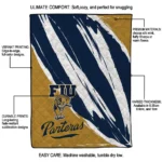fiu panthers stroke art blue white quilt blanket best selling.webp