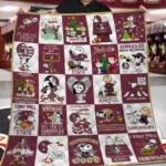 Florida State Quilt Blanket Snoopy Cartoon Patchwork Maroon White