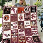 Florida State Seminoles Quilt Blanket - Logo Patchwork Burgundy White 1 Florida State Seminoles Quilt Blanket Logo Patchwork Burgundy White
