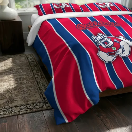 Fresno State Bulldogs Stripe Style Bedding Set Fashion Forward