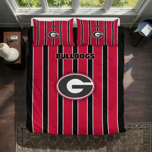 Georgia Bulldogs Stripe Style Bedding Set Best Selling