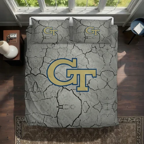 Georgia Tech Yellow Jackets Cracked Texture Bedding Set Best Selling