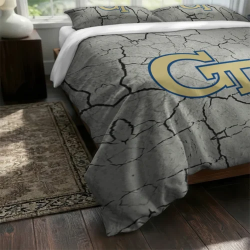 Georgia Tech Yellow Jackets Cracked Texture Bedding Set Fashion Forward