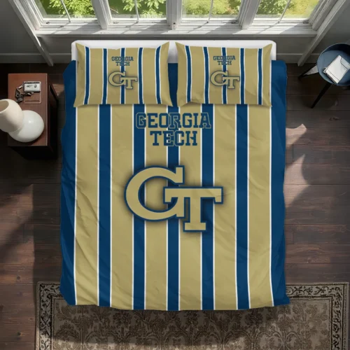 Georgia Tech Yellow Jackets Stripe Style Bedding Set Best Selling