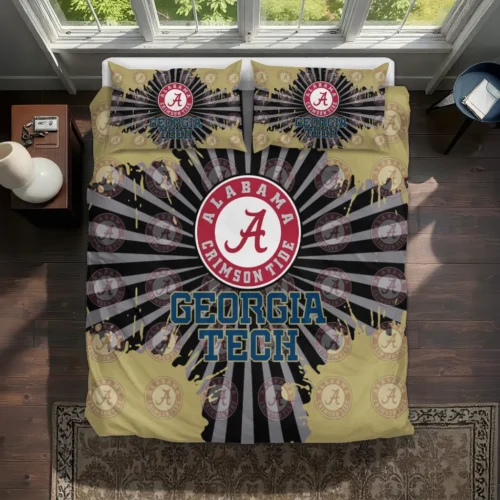 Georgia Tech Yellow Jackets Sunburst Splatter Bedding Set Best Selling