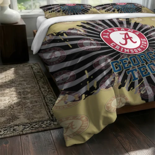 Georgia Tech Yellow Jackets Sunburst Splatter Bedding Set Fashion Forward