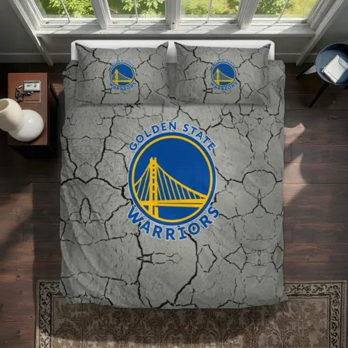 Golden State Warriors Cracked Texture Bedding Set Best Selling