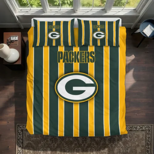 Green Bay Packers Stripe Style Bedding Set Best Selling