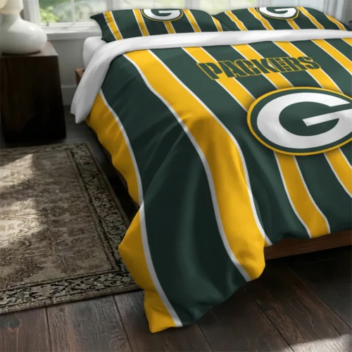 Green Bay Packers Stripe Style Bedding Set Fashion Forward