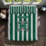 Hawaii Rainbow Warriors Bedding Set - Stripe Style Green White 1 Hawaii Rainbow Warriors Stripe Style Bedding Set Best Selling