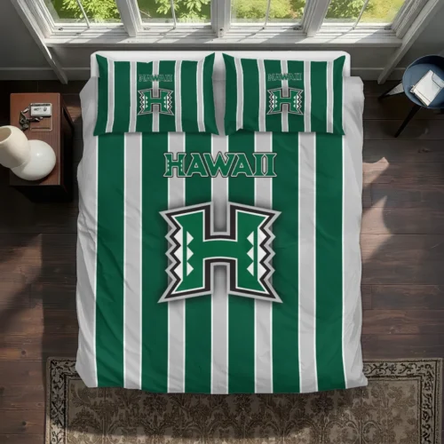 Hawaii Rainbow Warriors Stripe Style Bedding Set Best Selling