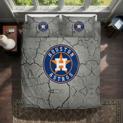 Houston Astros Cracked Texture Bedding Set Best Selling