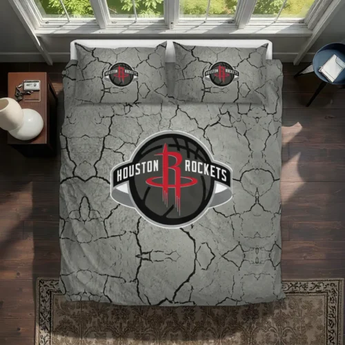 Houston Rockets Cracked Texture Bedding Set Best Selling