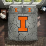 Illinois Fighting Illini Cracked Texture Bedding Set Best Selling