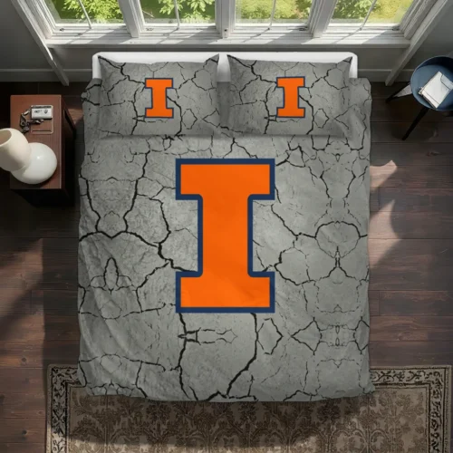 Illinois Fighting Illini Cracked Texture Bedding Set Best Selling