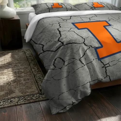 Illinois Fighting Illini Cracked Texture Bedding Set Fashion Forward