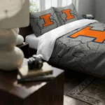 Illinois Fighting Illini Cracked Texture Bedding Set Best Selling