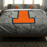 Illinois Fighting Illini Cracked Texture Bedding Set Best Selling