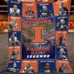 Illinois Fighting Illini Quilt Blanket - Legends Collage Blue Orange 1 Illinois Fighting Illini Quilt Blanket Legends Collage Blue Orange