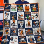Illinois Fighting Illini Quilt Blanket Snoopy Patchwork Blue Orange