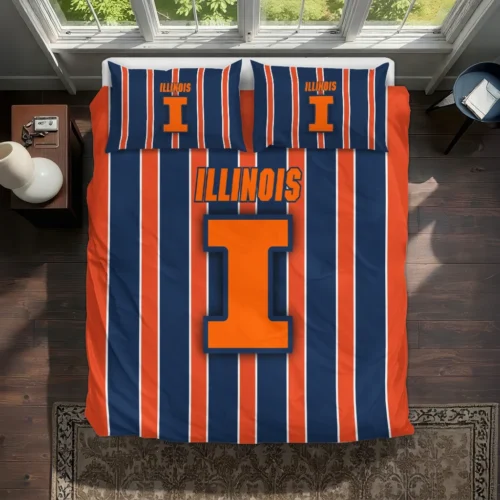 Illinois Fighting Illini Stripe Style Bedding Set Best Selling