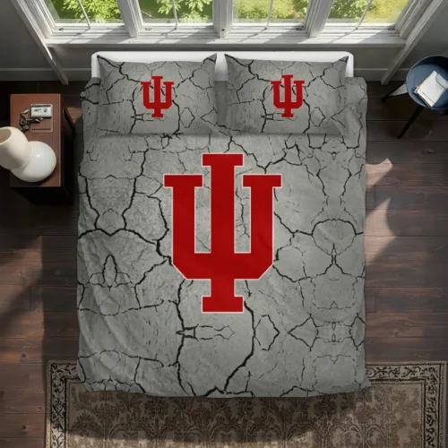 Indiana Hoosiers Cracked Texture Bedding Set Best Selling