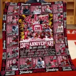 Indiana Hoosiers Quilt Blanket 138th Anniversary Red White