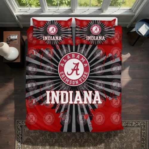 Indiana Hoosiers Sunburst Splatter Bedding Set Best Selling