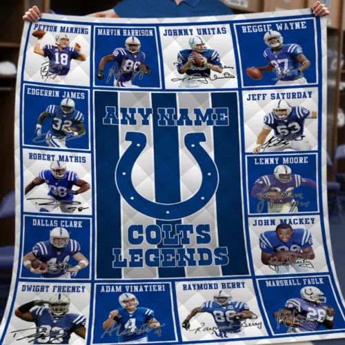 Indianapolis Colts Quilt Blanket Legends Blue White