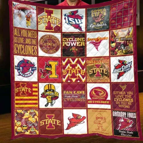 Iowa State Quilt Blanket Cyclones Patchwork Red Yellow
