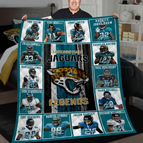 Jacksonville Jaguars Quilt Blanket Legends Teal Black