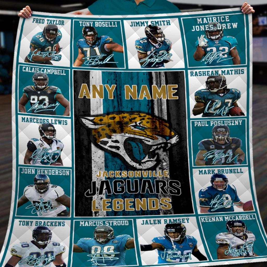 Jacksonville Jaguars Quilt Blanket Legends Teal White Jacksonville Jaguars Quilt Blanket Legends Teal White