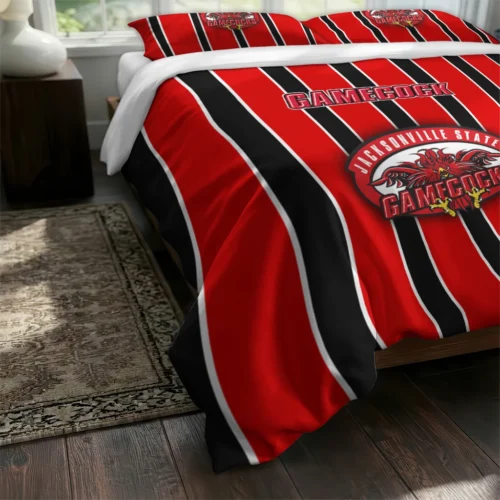 Jacksonville State Gamecocks Stripe Style Bedding Set Fashion Forward