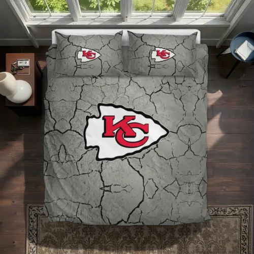 Kansas City Chiefs Cracked Texture Bedding Set Best Selling