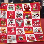 Kansas City Chiefs Quilt Blanket Snoopy Cartoon Red White