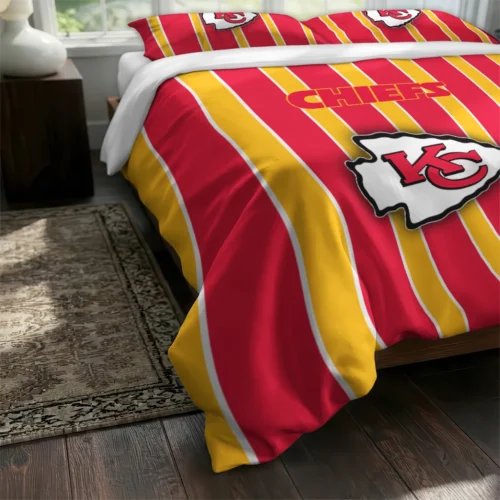Kansas City Chiefs Stripe Style Bedding Set Fashion Forward