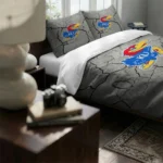 Kansas Jayhawks Cracked Texture Bedding Set Best Selling
