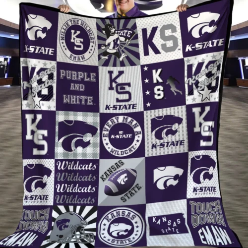 Kansas State Wildcats Quilt Blanket Block Patch Purple White
