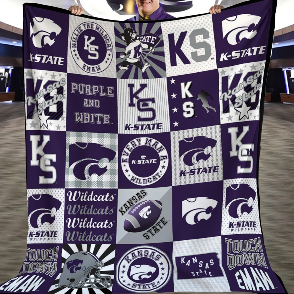 Kansas State Wildcats Quilt Blanket Block Patch Purple White Kansas State Wildcats Quilt Blanket Block Patch Purple White