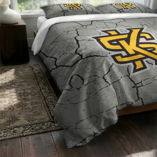 Kennesaw State Owls Cracked Texture Bedding Set Fashion Forward
