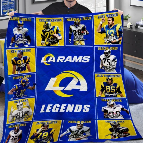 La Rams Quilt Blanket Legends Blue Yellow