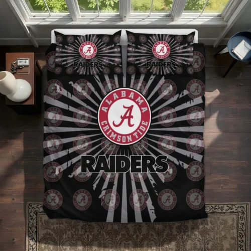 Las Vegas Raiders Sunburst Splatter Bedding Set Best Selling