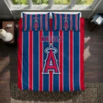 Los Angeles Angels Bedding Set - Stripe Style Blue Red 1 Los Angeles Angels Stripe Style Bedding Set Best Selling
