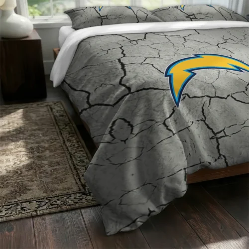 Los Angeles Chargers Cracked Texture Bedding Set Fashion Forward