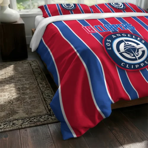 Los Angeles Clippers Stripe Style Bedding Set Fashion Forward