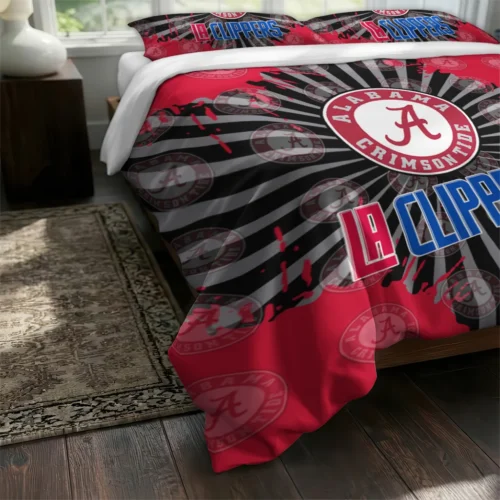 Los Angeles Clippers Sunburst Splatter Bedding Set Fashion Forward