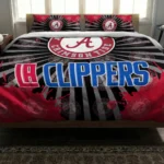 Los Angeles Clippers Sunburst Splatter Bedding Set Best Selling