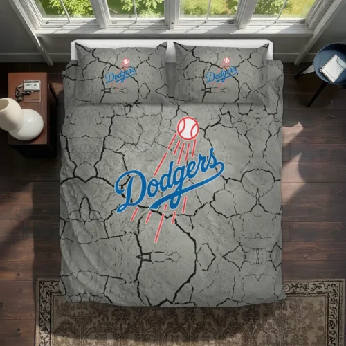 Los Angeles Dodgers Cracked Texture Bedding Set Best Selling