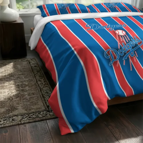Los Angeles Dodgers Stripe Style Bedding Set Fashion Forward