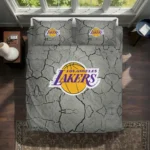 Los Angeles Lakers Cracked Texture Bedding Set Best Selling